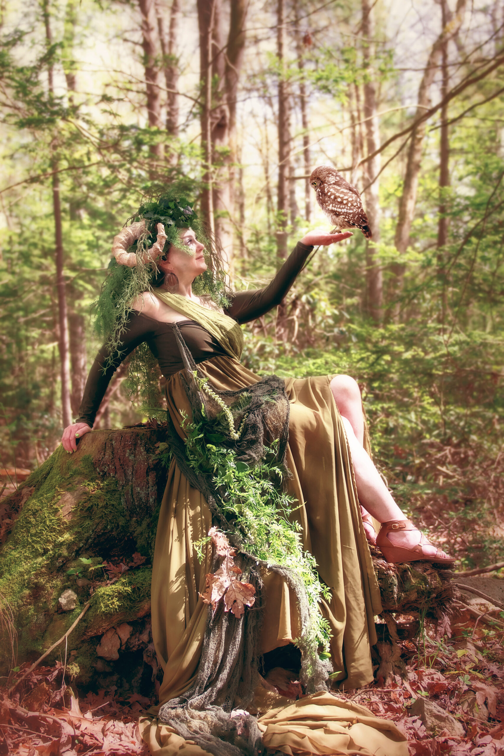 Fine art fantasy photography forest mammals in conversation