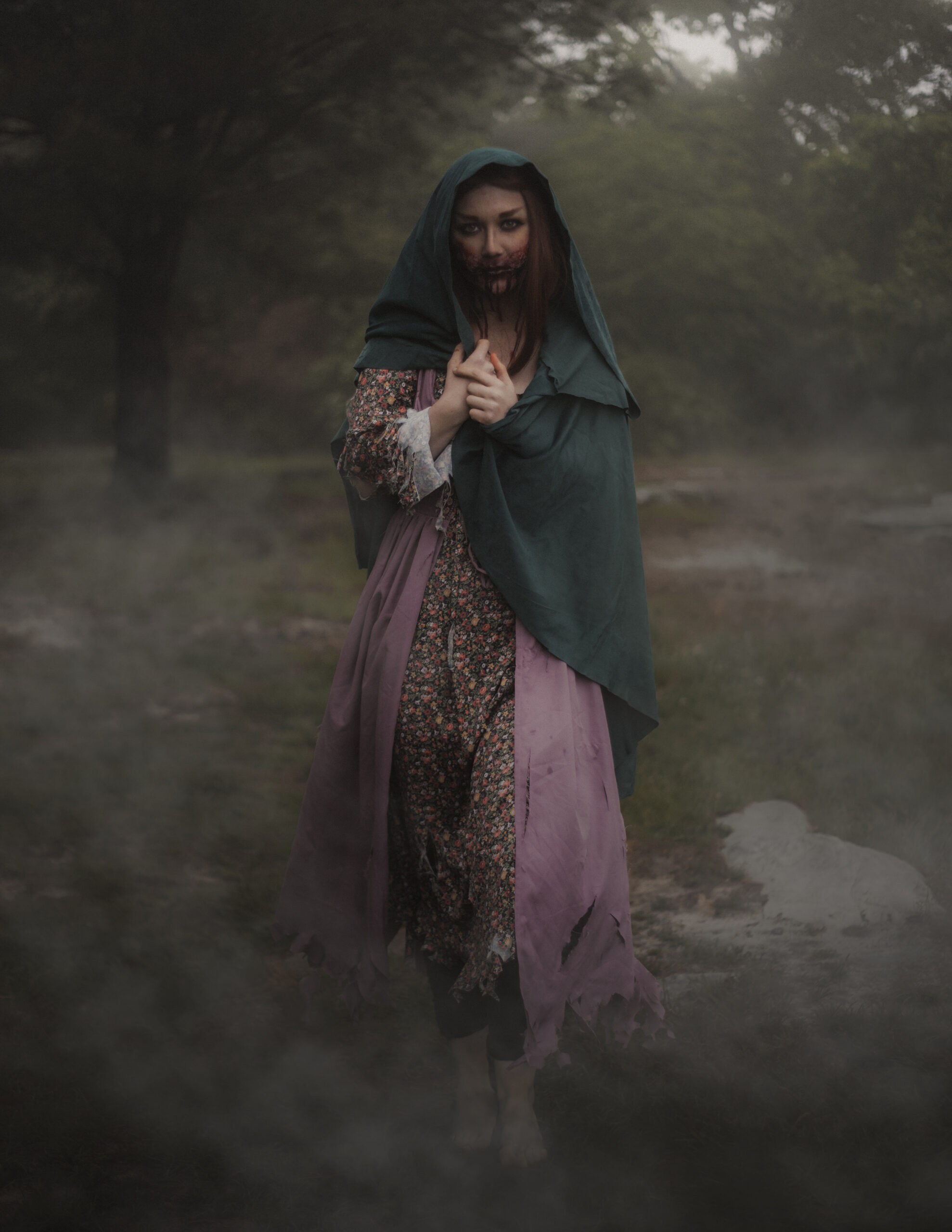 Artistic fantasy photography image portraying a survivor of horrific injury